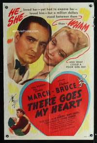 k722 THERE GOES MY HEART one-sheet movie poster R46 Fredric March, Bruce