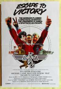 k763 VICTORY English one-sheet movie poster '81 soccer, Stallone, Pele