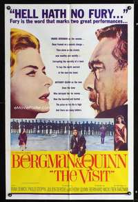 k766 VISIT one-sheet movie poster '64 Ingrid Bergman, Anthony Quinn