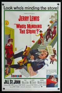 k780 WHO'S MINDING THE STORE one-sheet movie poster '63 wacky Jerry Lewis!