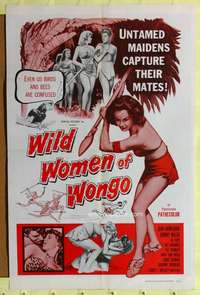 k784 WILD WOMEN OF WONGO one-sheet movie poster '58 wacky cave babes!