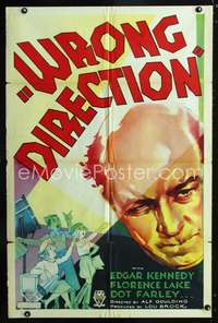 k794 WRONG DIRECTION one-sheet movie poster '34 director Edgar Kennedy!