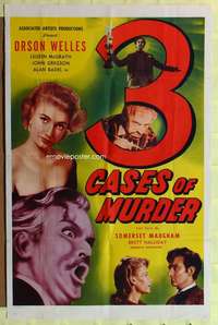 n001 3 CASES OF MURDER one-sheet movie poster '55 Orson Welles, Maugham