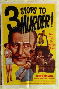 n002 3 STOPS TO MURDER one-sheet movie poster '53 Tom Conway, English!