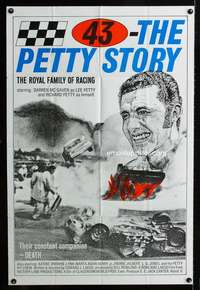 n007 43: THE RICHARD PETTY STORY one-sheet movie poster '72 NASCAR racing!