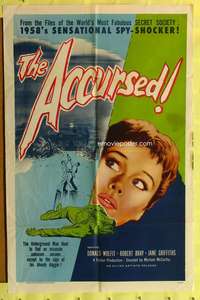 n013 ACCURSED one-sheet movie poster '58 English sensational spy-shocker!