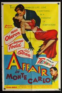 n020 AFFAIR IN MONTE CARLO one-sheet movie poster '53 sexy Merle Oberon!