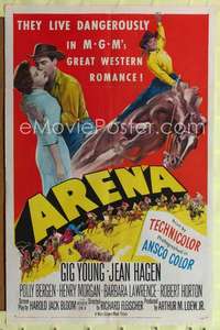 n043 ARENA one-sheet movie poster '53 Gig Young, cool rodeo image!