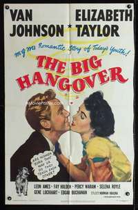n057 BIG HANGOVER one-sheet movie poster '50 Elizabeth Taylor, Van Johnson