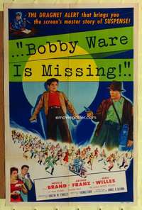 n069 BOBBY WARE IS MISSING one-sheet movie poster '55 Neville Brand, Franz
