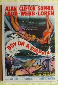 n071 BOY ON A DOLPHIN one-sheet movie poster '57 Alan Ladd, Sophia Loren