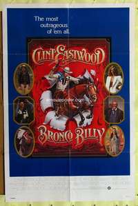 n073 BRONCO BILLY int'l one-sheet movie poster '80 cool art of Eastwood!