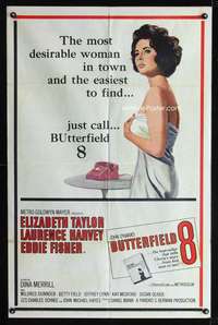 n077 BUTTERFIELD 8 one-sheet movie poster '60 callgirl Elizabeth Taylor!