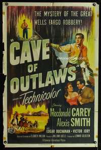 n092 CAVE OF OUTLAWS one-sheet movie poster '51 William Castle western!