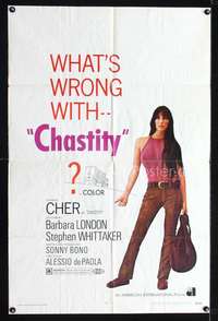 n098 CHASTITY one-sheet movie poster '69 AIP, Sonny & hitchhiking Cher!