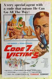 n107 CODE 7 VICTIM 5 one-sheet movie poster '64 Lex Barker, Ronald Fraser