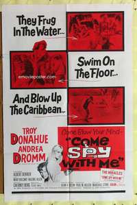 n110 COME SPY WITH ME one-sheet movie poster '67 Troy Donahue spy spoof!