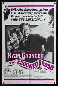 n123 CROOKED ROAD one-sheet movie poster '65 Robert Ryan, Granger