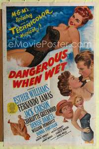 n124 DANGEROUS WHEN WET one-sheet movie poster '53 sexy Esther Williams!