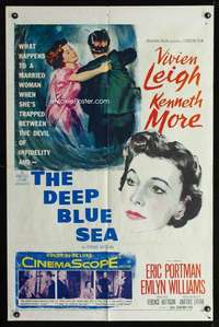 n131 DEEP BLUE SEA one-sheet movie poster '55 Vivien Leigh, Anatole Litvak