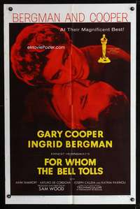 n172 FOR WHOM THE BELL TOLLS one-sheet movie poster R57 Gary Cooper, Bergman
