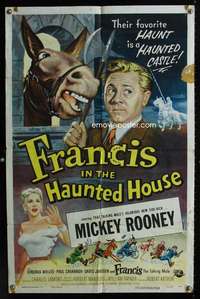 n176 FRANCIS IN THE HAUNTED HOUSE one-sheet movie poster '56 Mickey Rooney