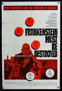 n177 FRANKENSTEIN MUST BE DESTROYED one-sheet movie poster '70 Cushing