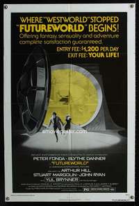 n190 FUTUREWORLD style B one-sheet movie poster '76 Peter Fonda, Yul Brynner