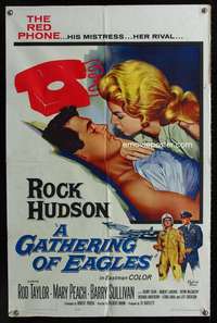 n194 GATHERING OF EAGLES one-sheet movie poster '63 Rock Hudson, Peach