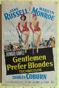 n198 GENTLEMEN PREFER BLONDES one-sheet movie poster '53 Monroe & JR!