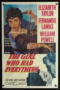 n210 GIRL WHO HAD EVERYTHING one-sheet movie poster '53 Elizabeth Taylor
