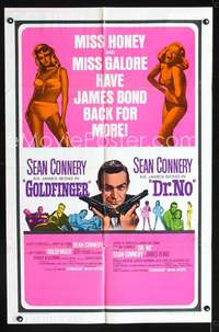 n218 GOLDFINGER/DR NO one-sheet movie poster '66 Connery as James Bond!