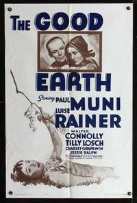 n219 GOOD EARTH one-sheet movie poster R62 Paul Muni, Rainer, Pearl S. Buck