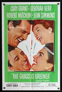n224 GRASS IS GREENER one-sheet movie poster '61 Cary Grant, Kerr, Mitchum