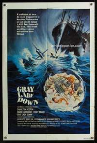 n225 GRAY LADY DOWN one-sheet movie poster '78 Charlton Heston, Carradine
