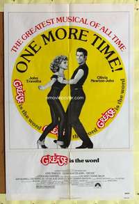 n226 GREASE one-sheet movie poster R80 John Travolta, Olivia Newton-John