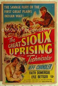 n233 GREAT SIOUX UPRISING one-sheet movie poster '53 Chandler, Domergue