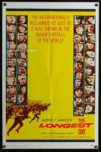 n330 LONGEST DAY one-sheet movie poster '62 John Wayne, all-star cast!