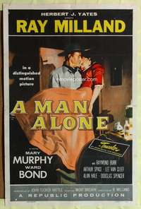 n351 MAN ALONE one-sheet movie poster '55 Ray Milland, Mary Murphy