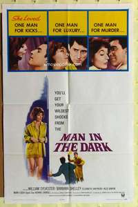 n354 MAN IN THE DARK one-sheet movie poster '65 she loved him for kicks!