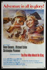 n356 MAN WHO WOULD BE KING one-sheet movie poster '75 Sean Connery, Caine