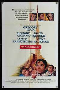 n367 MAROONED style C one-sheet movie poster '69 Gregory Peck, Gene Hackman