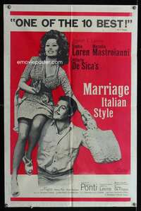 n368 MARRIAGE ITALIAN STYLE one-sheet movie poster '64 Sophia Loren, de Sica