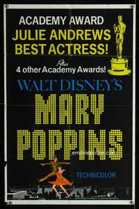 n375 MARY POPPINS style C one-sheet movie poster '65 Julie Andrews, Disney