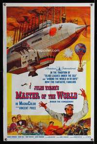 n379 MASTER OF THE WORLD one-sheet movie poster '61 Jules Verne, Price