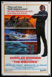 n386 MECHANIC style B one-sheet movie poster '72 Charles Bronson, scuba art!