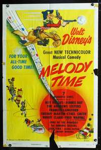 n387 MELODY TIME one-sheet movie poster '48 Walt Disney cartoon!