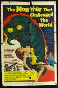n401 MONSTER THAT CHALLENGED THE WORLD one-sheet movie poster '57 horror!