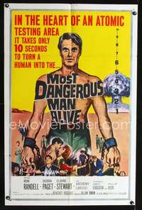 n406 MOST DANGEROUS MAN ALIVE one-sheet movie poster '61 atomic testing!