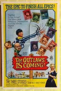 n440 OUTLAWS IS COMING one-sheet movie poster '65 3 Stooges w/Curly-Joe!